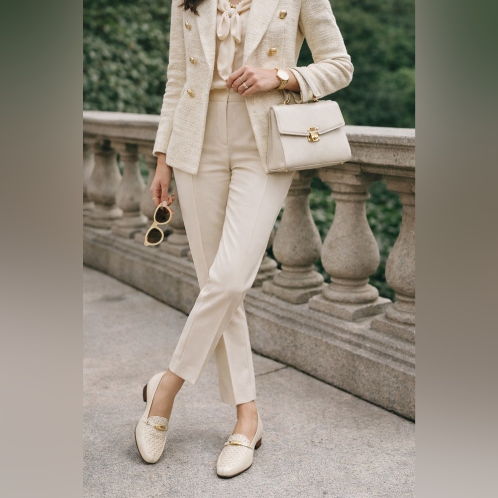 Bally Cream / Ivory Vanessa Leather Slip On StyleFlex Woven Loafers - Women’s 8M